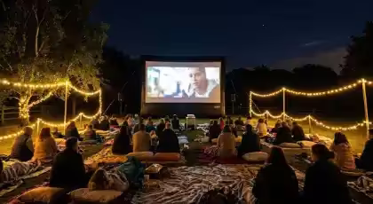 Drive-In Cinema con Pantalla Inflable y Transmisión FM